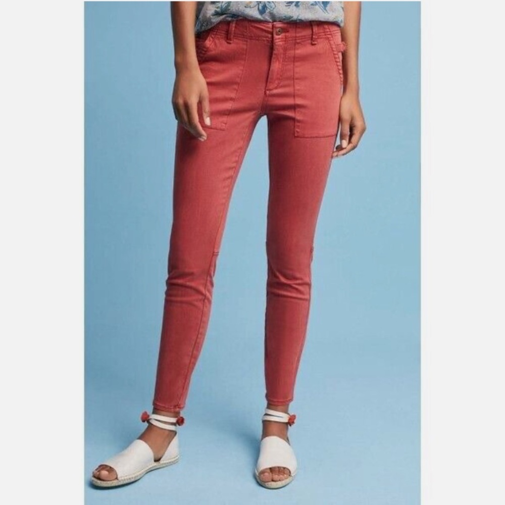 ANTHROPOLOGIE Hei Hei Slim Cargo Trouser Pants in Rust - 31